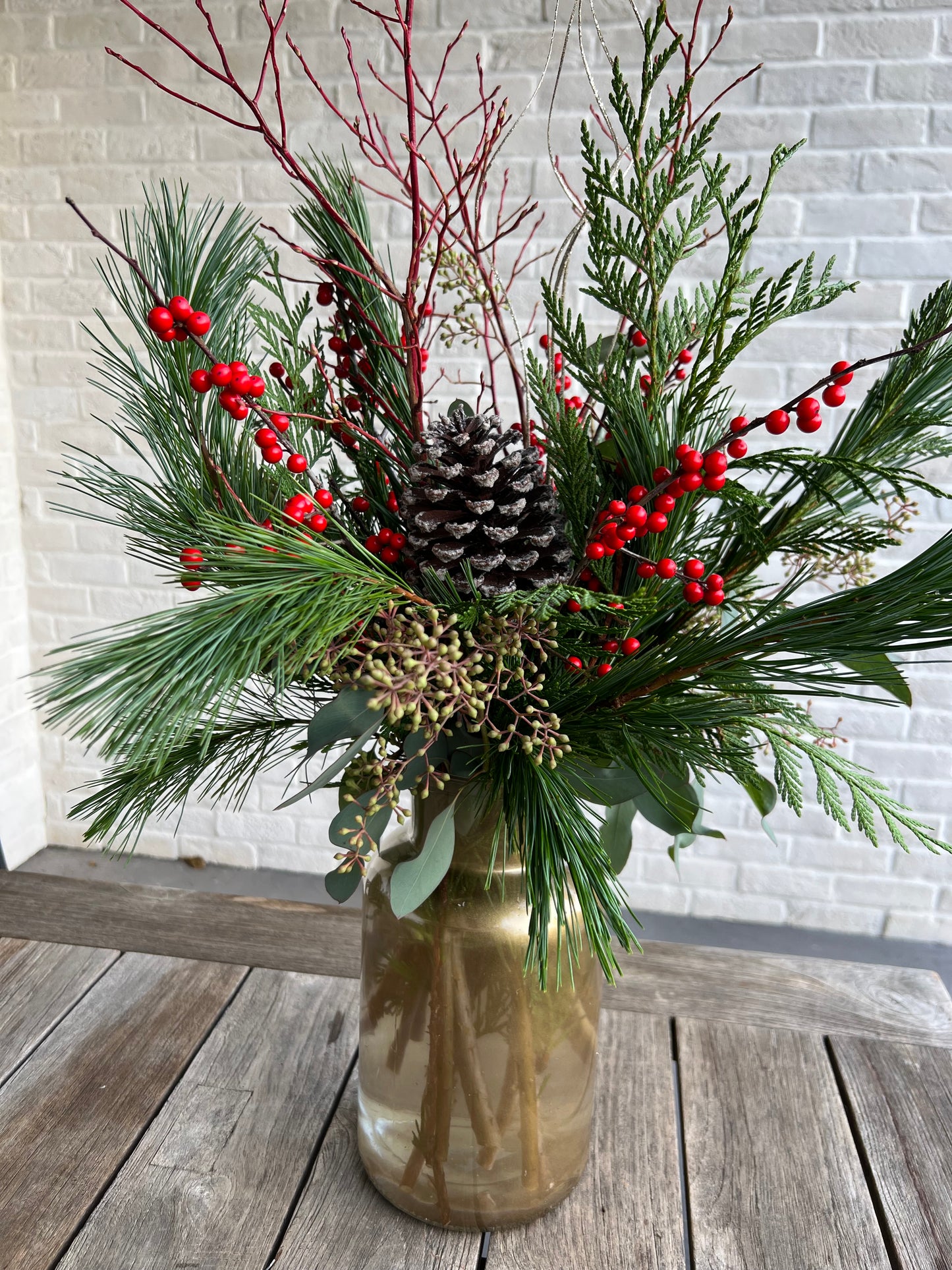 Natural Arrangement in Gold Vase